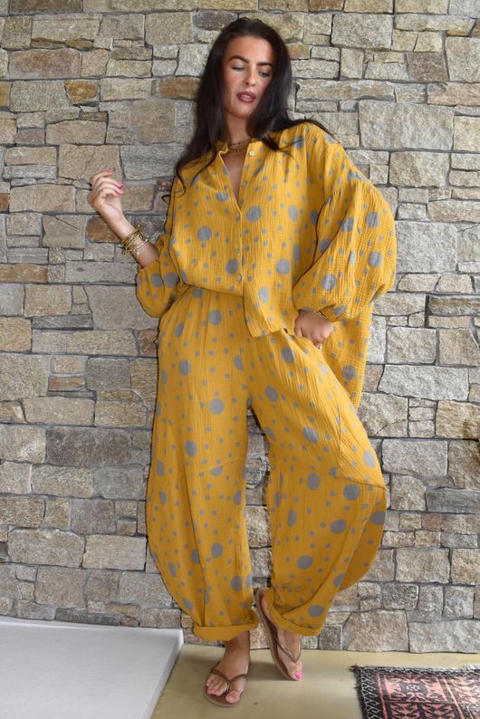 Hush Pillow Cotton Spot On Classic Barrel Pant Mustard